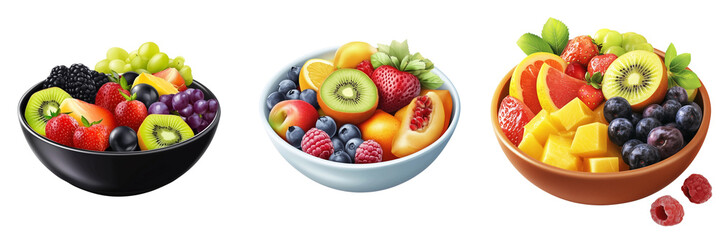 Wall Mural - Set of a bowl of fresh fruits prepared for iftar, isolated on a transparent background.