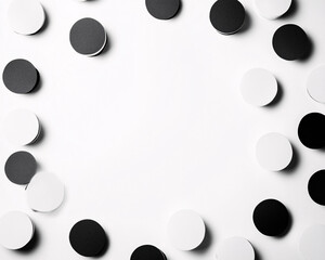 Wall Mural - abstract black and white circles pattern background with copy space