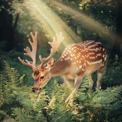 Wall Mural - Fallow Deer in Sunlight