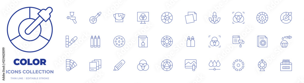 Colorant Icon Vector Color icons collection. Thin Line icons, editable stroke. color wheel ...