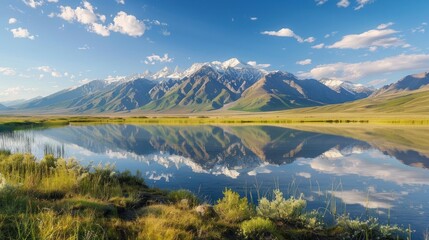 Sticker - Mountain range landscape lake wilderness.