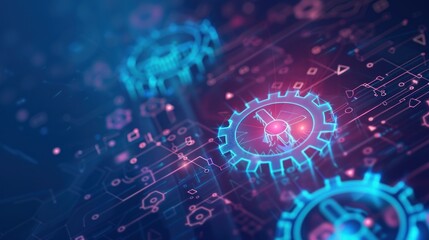 A colorful image of gears and other electronic components