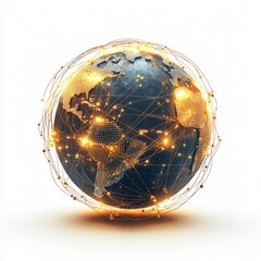 Wall Mural - 3d digital globe with network connections representing global communication and data transfer