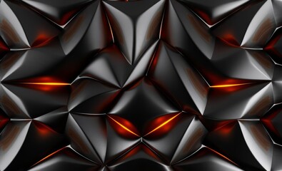 Abstract geometric pattern with dark metallic shapes and warm orange highlights creating depth and contrast 3d wallpaper wallpaper background abstract 3d illustration backdrop futuristic design  