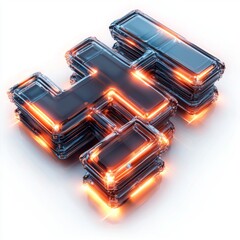 Wall Mural - futuristic abstract design with neon light elements in a three-dimensional structure