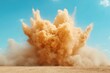 © Garik - Dust cloud explosion during a controlled detonation in a desert environment under a clear blue sky