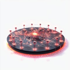 Wall Mural - futuristic digital network visualization with nodes and connections representing data flow and inter