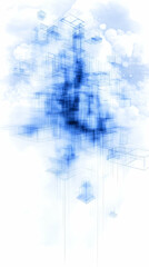 Wall Mural - Abstract Blue Wireframe Cloud City Illustration