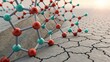 © Spot Decor - Molecular Structure Fracture 3D Render of Cracked Surface and Atomic Bonds