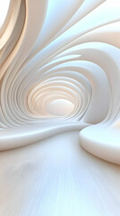 Wall Mural - Abstract 3D White Swirling Tunnel Background Illustration