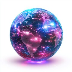 Wall Mural - colorful abstract globe with digital connections representing global connectivity and technology
