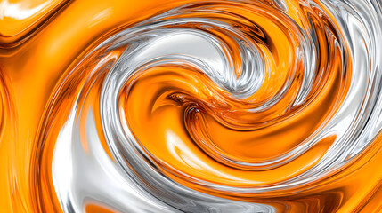 Wall Mural - abstract swirl of orange and white colors creating a dynamic visual effect in a fluid design