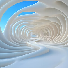 Wall Mural - Abstract 3D White Tunnel Illustration