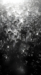 Wall Mural - Night Cityscape 3D Illustration