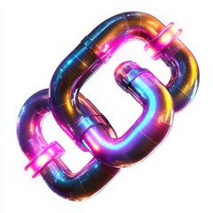 Wall Mural - colorful interlocking pipes with neon glow ideal for modern technology or industrial themes