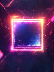 Leinwandbilder - Brightly lit microchip design glowing with neon colors and abstract effects in a futuristic setting. Generative AI