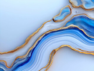 Wall Mural - Abstract Blue Gold Agate Illustration