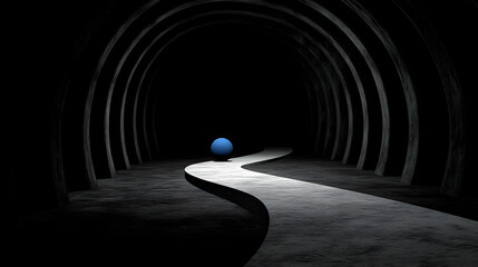 Wall Mural - Abstract 3D Render Blue Sphere Path