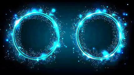 Wall Mural - Glowing blue circles, dark background, space design, website banner