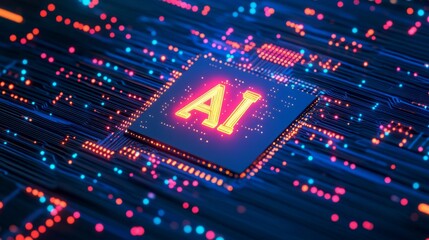 Poster - A vibrant depiction of a microchip featuring the letters 