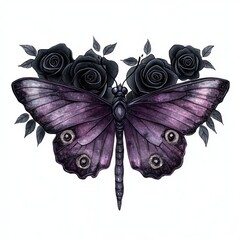 Canvas Print - Butterfly art illustration purple.