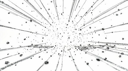 monochrome abstract design with radiating lines and scattered dots