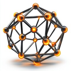 Wall Mural - abstract 3d model of a geometric structure with luminous nodes and connecting lines for scientific i