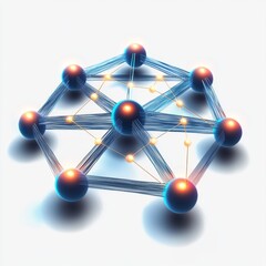 Wall Mural - abstract 3d illustration of a geometric network structure with nodes and edges in futuristic style