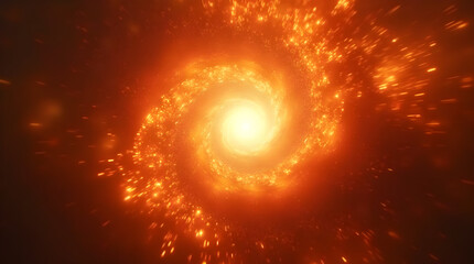 Wall Mural - Fiery Galaxy Swirl: Breathtaking Orange Cosmic Nebula, Abstract Space Art, Spiral Galaxy Formation, Celestial Phenomenon, Universe Exploration, Astronomy Image