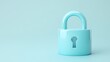 © Tackey - Glossy Turquoise Padlock on a Soft Pastel Background Symbolizing Security and Protection in Modern Design