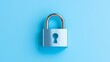 © Tackey - Metallic padlock on a bright blue background symbolizing security, protection, and safety for digital and physical assets