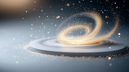 abstract swirling light pattern on a soft, blurred background with glowing sparkles and a sense of m