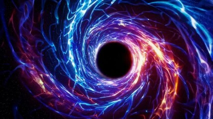 Wall Mural - vortex of colorful cosmic energy swirling in space with black hole at center. science fiction and as