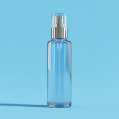 Canvas Print - Clear glass spray bottle on blue background (2)