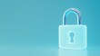 © Tackey - Transparent padlock on a soft blue backdrop symbolizing security and protection in digital and physical environments