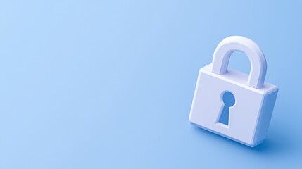 Wall Mural - White padlock on a blue background symbolizing security, protection, and data privacy concept in digital era