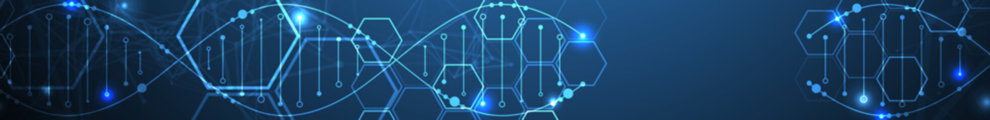 Aufkleber - Glowing neon DNA chain. Biotechnology, biochemistry, science, medicine concept.
