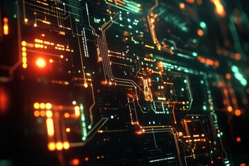 Leinwandbilder - Abstract digital brain featuring glowing circuits and intricate wiring showcasing modern technology and innovation. Generative AI