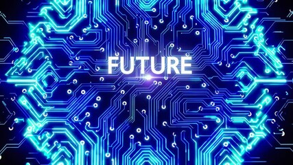 Poster - Electronic circuit pattern with future text, technological innovation and digital concept