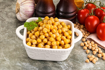 Wall Mural - Canned chickpea in the bowl