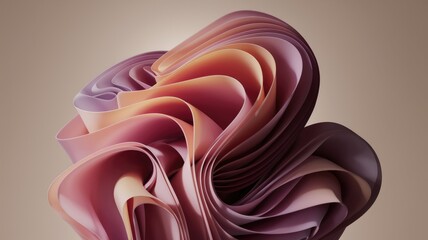 Poster - Abstract swirling layers of pink and orange, creating a beautiful, organic, flowing form.
