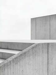 Leinwandbilder - Concrete texture background showcasing minimalist architectural elements in a serene outdoor setting under a soft sky. Generative AI