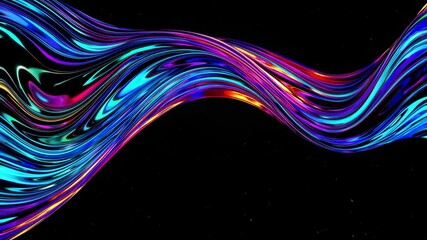 Poster - abstract multicolored wave pattern on black background, digital art concept