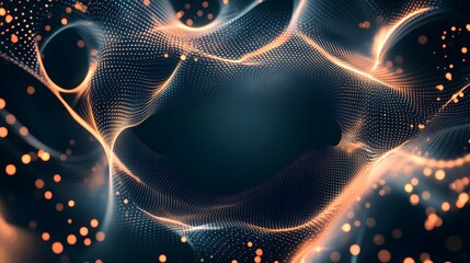 Wall Mural - abstract orange and blue particle wave pattern