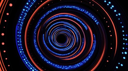 Canvas Print - Dynamic Blue and Red Swirl of Lights Creating a Hypnotic Visual Experience in Dark Background
