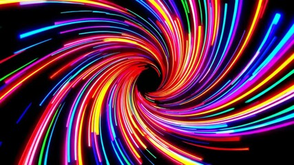 Wall Mural - Colorful light vortex with vibrant neon swirls, abstract motion. Futuristic digital art concept