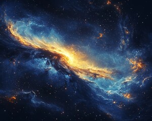 Wall Mural - Cosmic Spiral Nebula Luminous Tendrils Weaving Through Deep Navy and Aqua Clouds