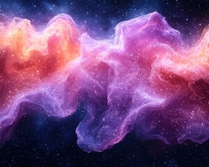 Wall Mural - Tranquil Cosmic Nebula with Vibrant Silk Like Gradients Flowing Across the Starry Sky