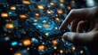 © Arifin Studio - Hand touching digital phone screen with data overlay