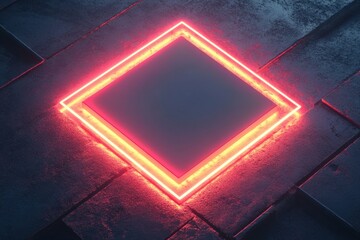 Leinwandbilder - Bright neon microchip design on a textured surface with glowing edges and modern aesthetic. Generative AI